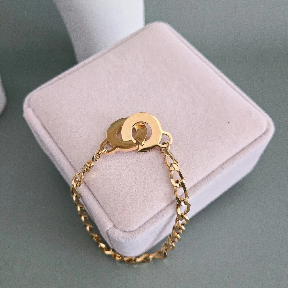 Stainless steel gold tone chain cuffs bracelet new